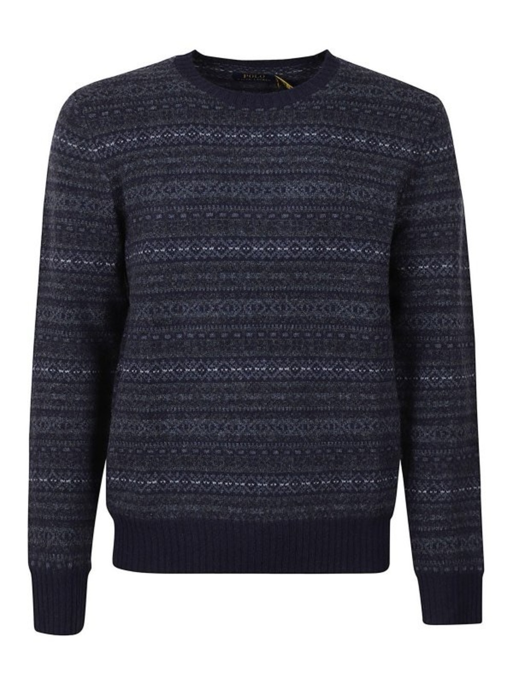 NEW POLO Ralph Lauren Wool Alpaca Hair Crew Neck Sweater Navy Fair Isle Sz Large